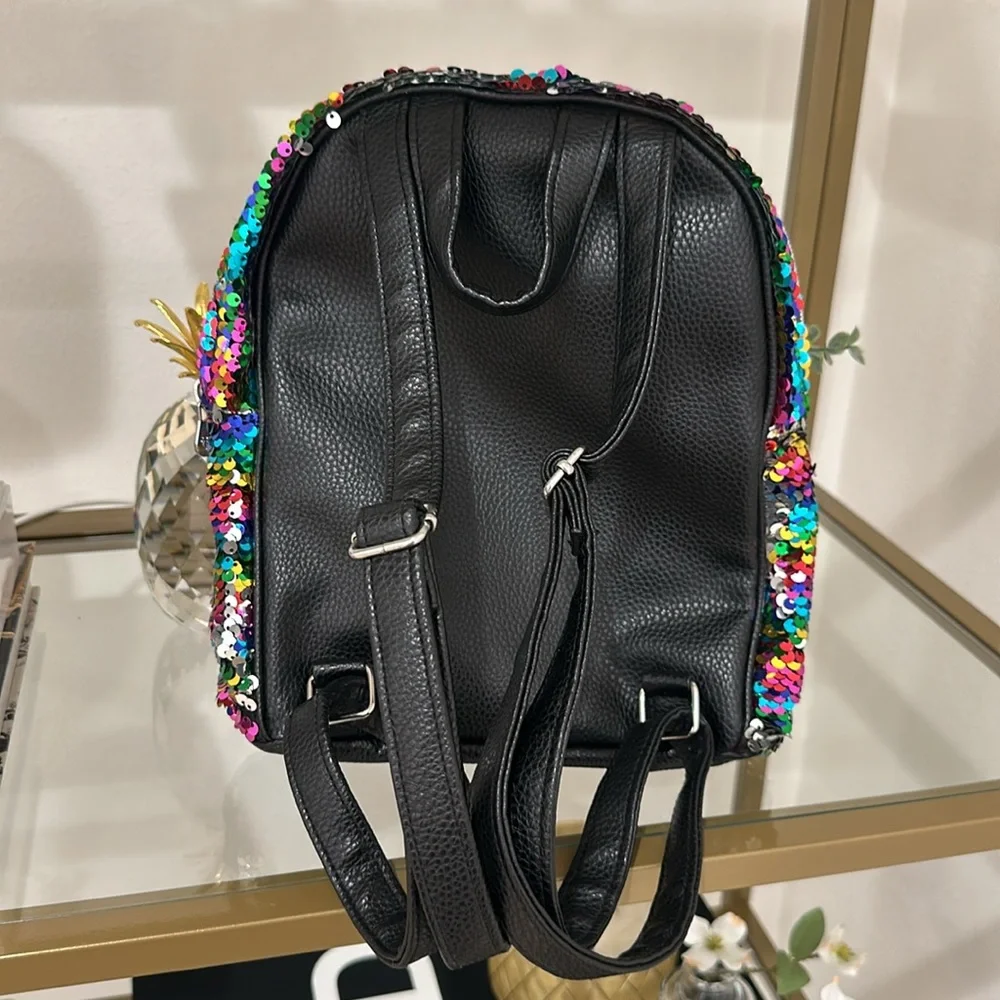 Letter T sequin leather backpack
